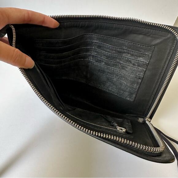 Boris Bidjan Saberi Zip-Around Wallet Bag Black Grained Leather - Picture 7 of 15